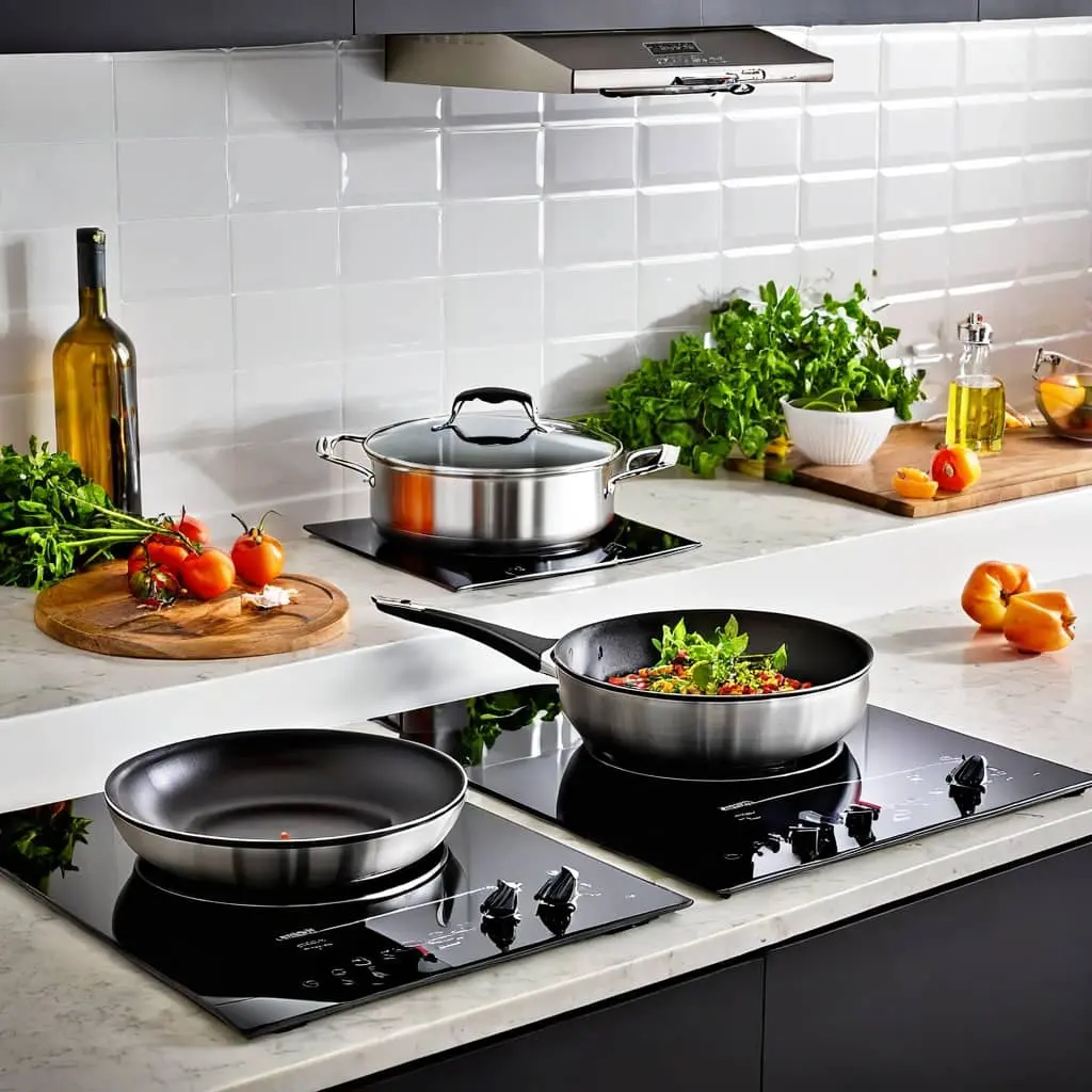 płyta indukcyjna z patelniami